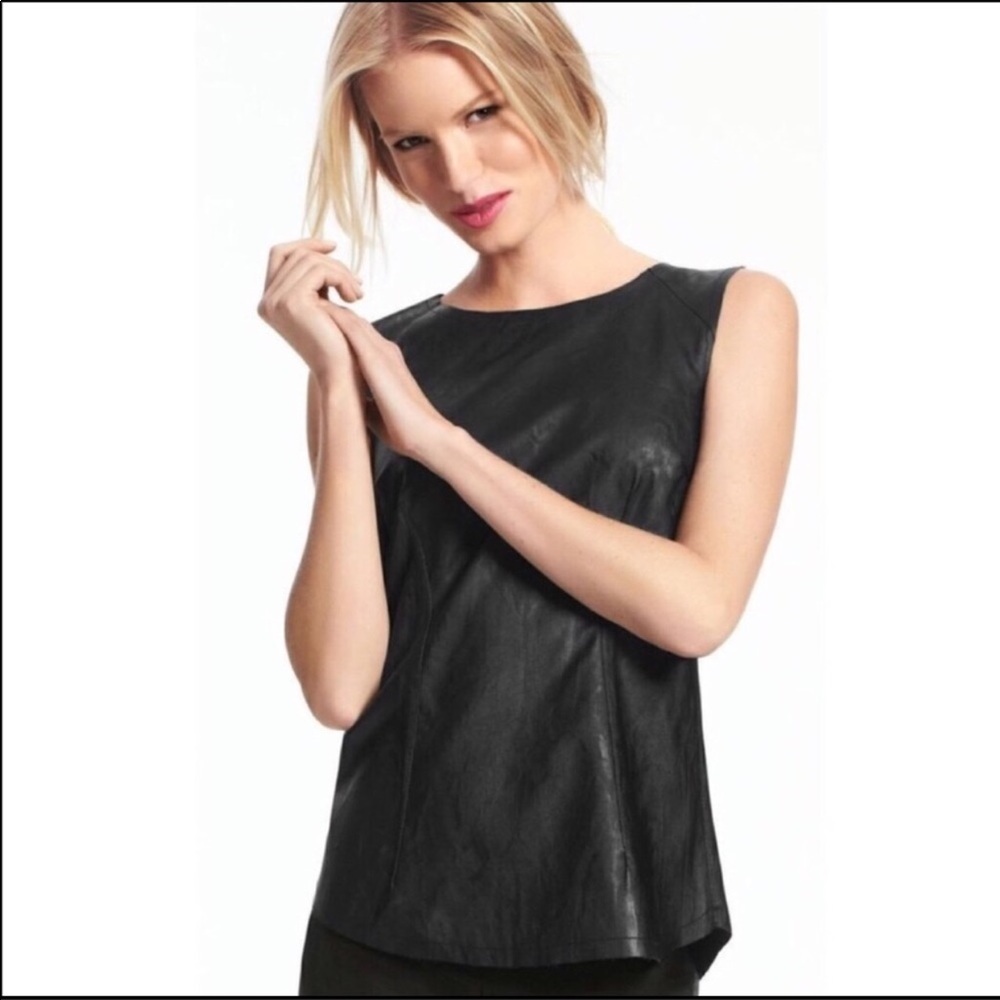 ✨CAbi Black Vegan Leather Sleeveless Top✨